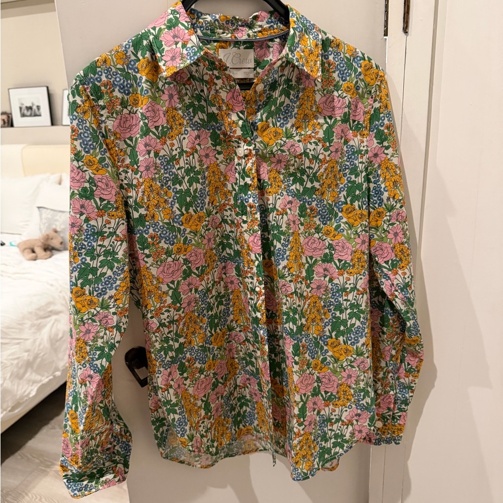 J.Crew Liberty Slim-fit Poplin Blouse